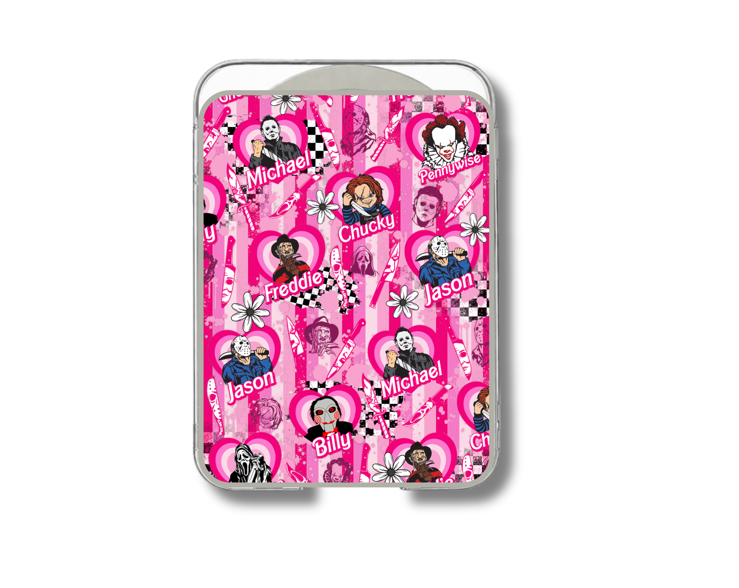 MagSafe card holder- Pink stripe Halloween