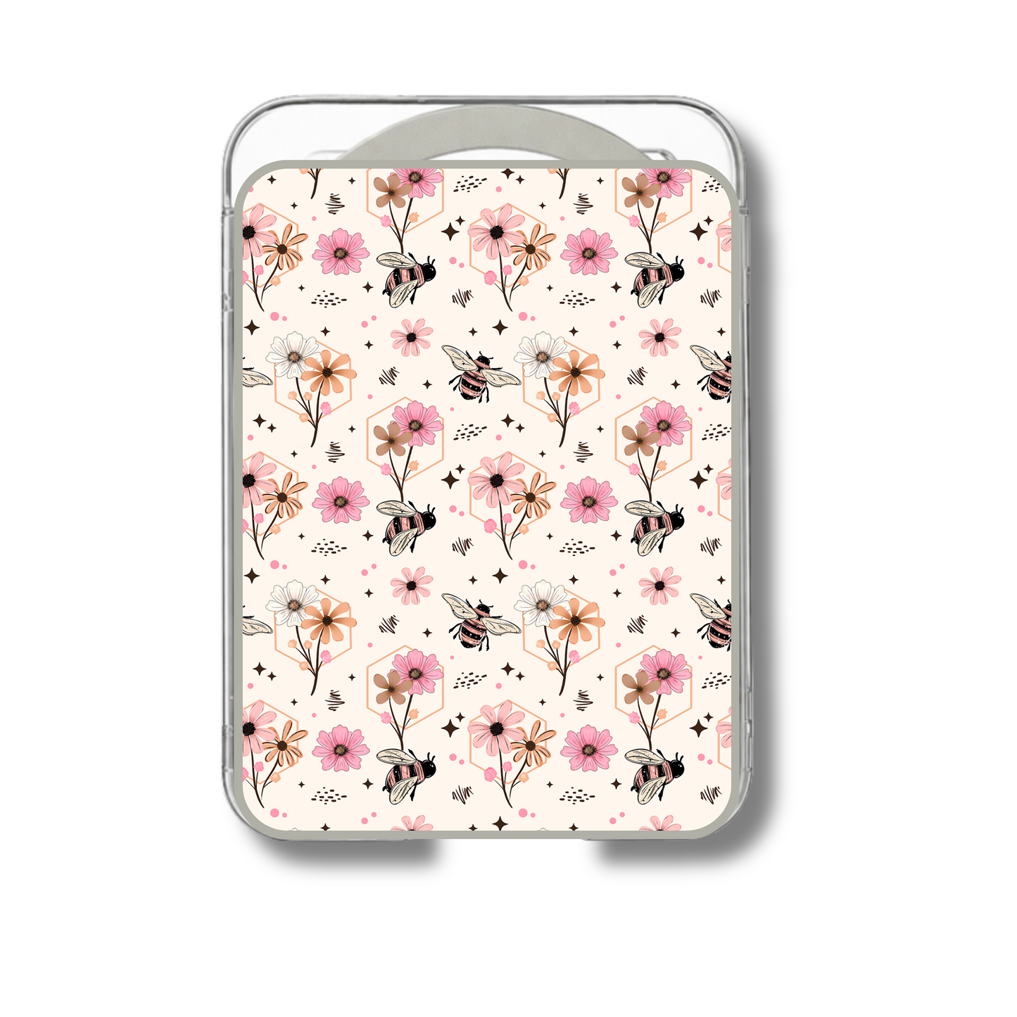 MagSafe card holder- Spring neutral flower bees