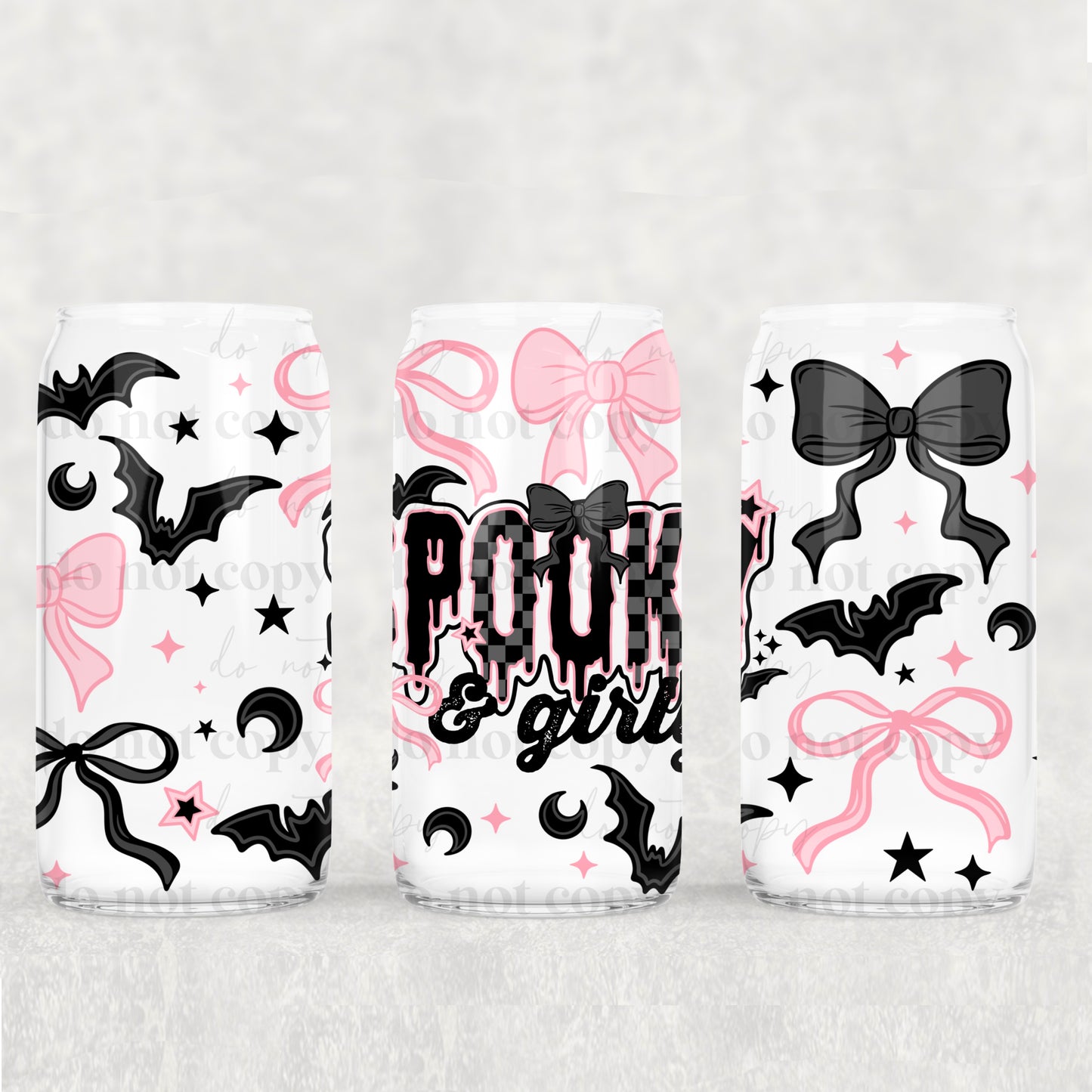 16oz Frosted can glass- Spooky & Girly