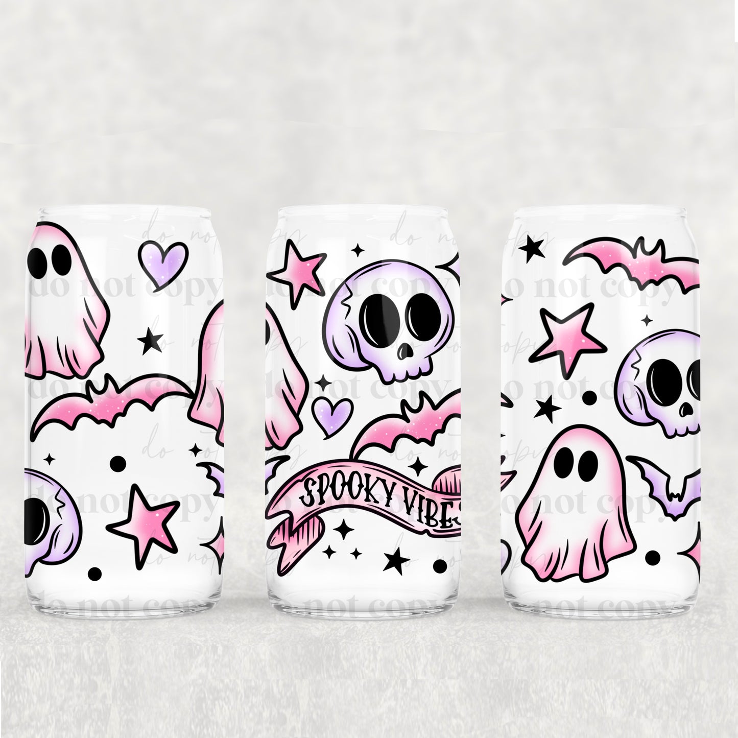 16oz Frosted can glass- Spooky vibes