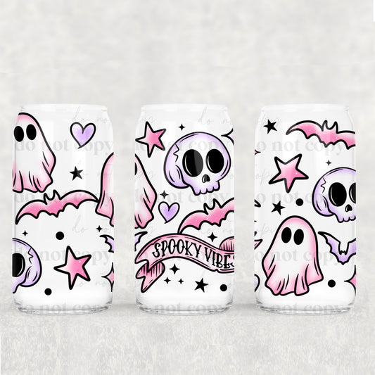 16oz Frosted can glass- Spooky vibes