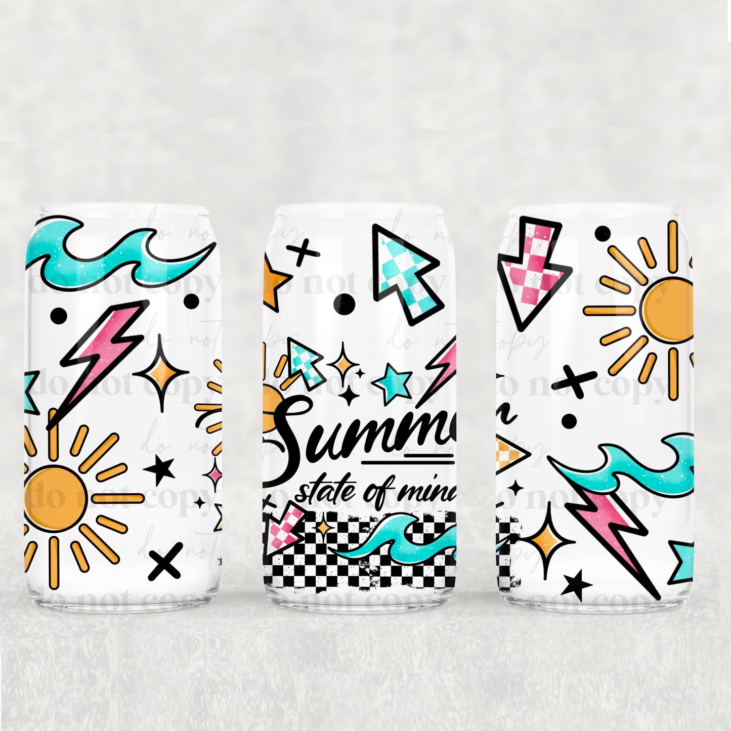 16oz Frosted can glass- Summer state of mind