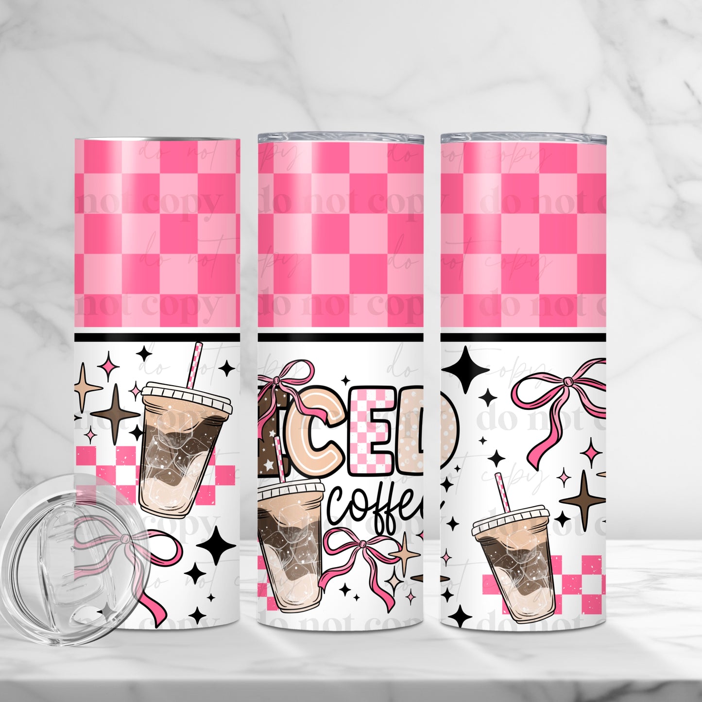 20oz Tumbler- Pink iced coffee