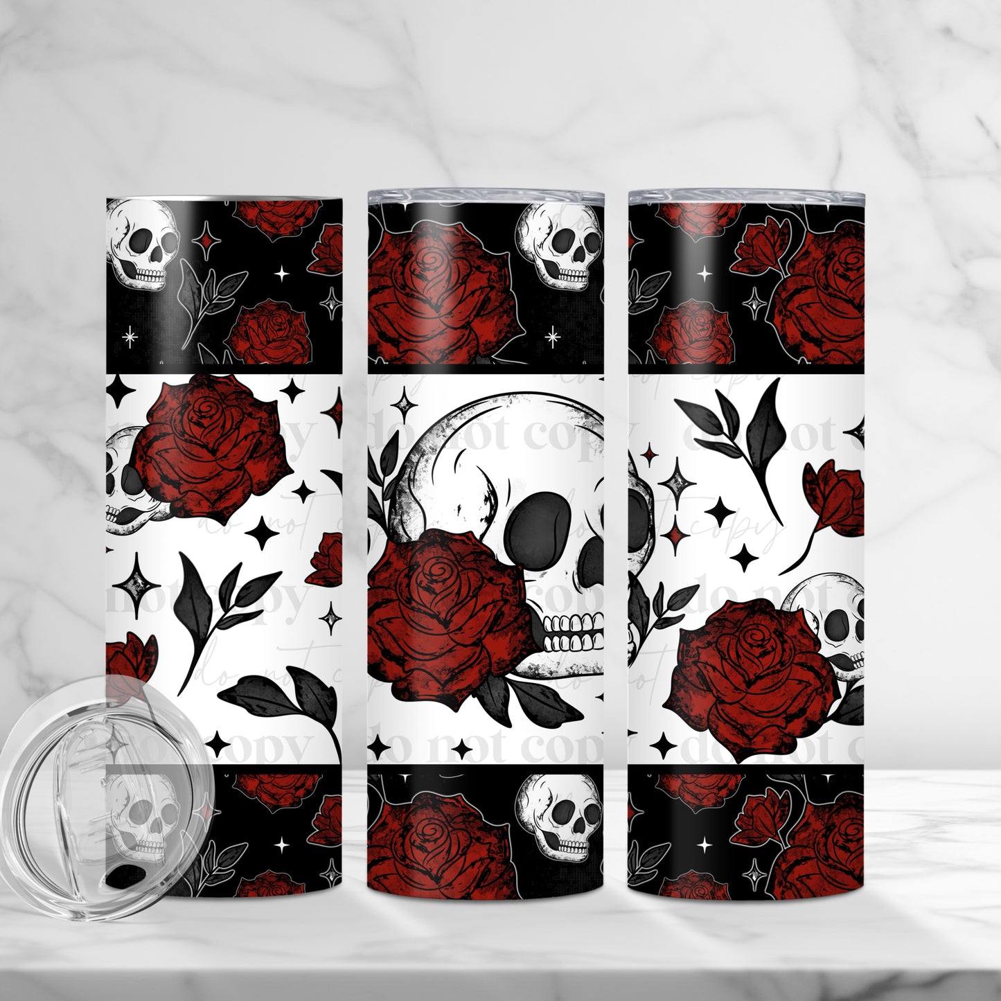 20oz Tumbler- Skull & Roses