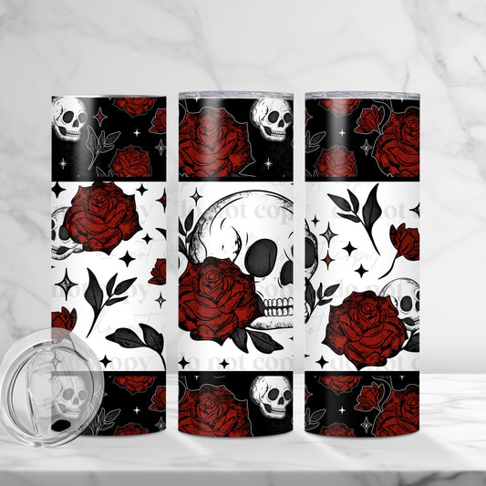 20oz Tumbler- Skull & Roses