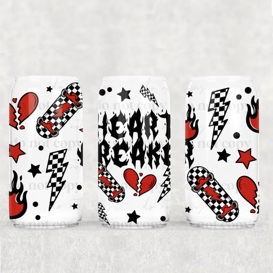 16oz Frosted can glass- Heartbreaker