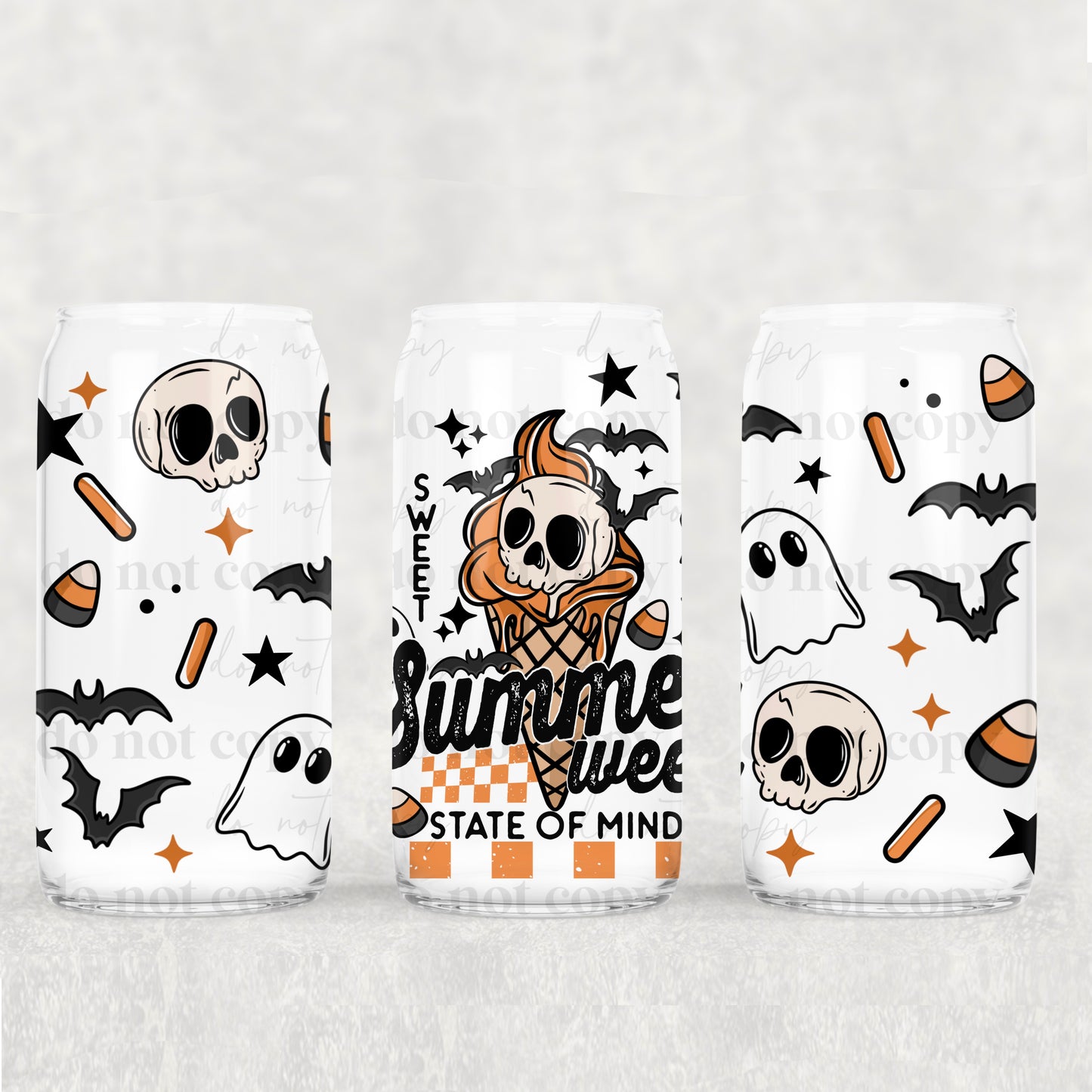 16oz Frosted can glass- Summerween