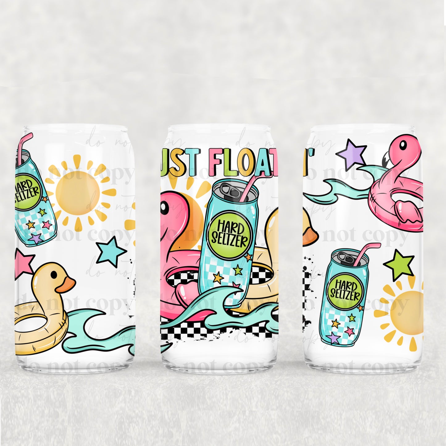16oz Frosted can glass- Just floating
