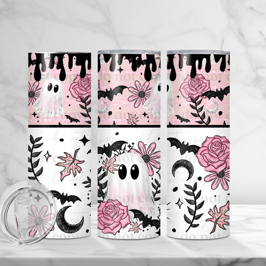 20oz Tumbler- Pink ghostie roses