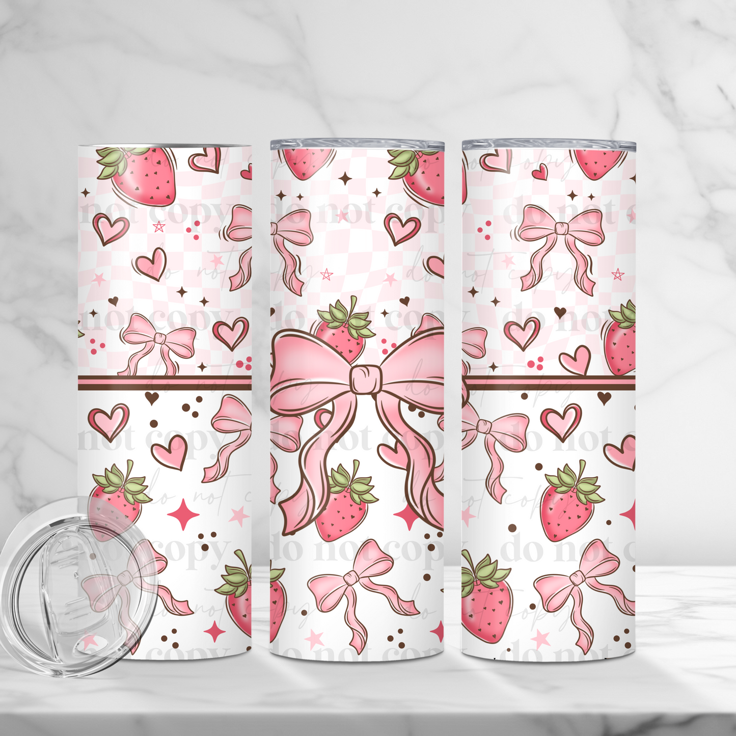 20oz Tumbler- Strawberry bows