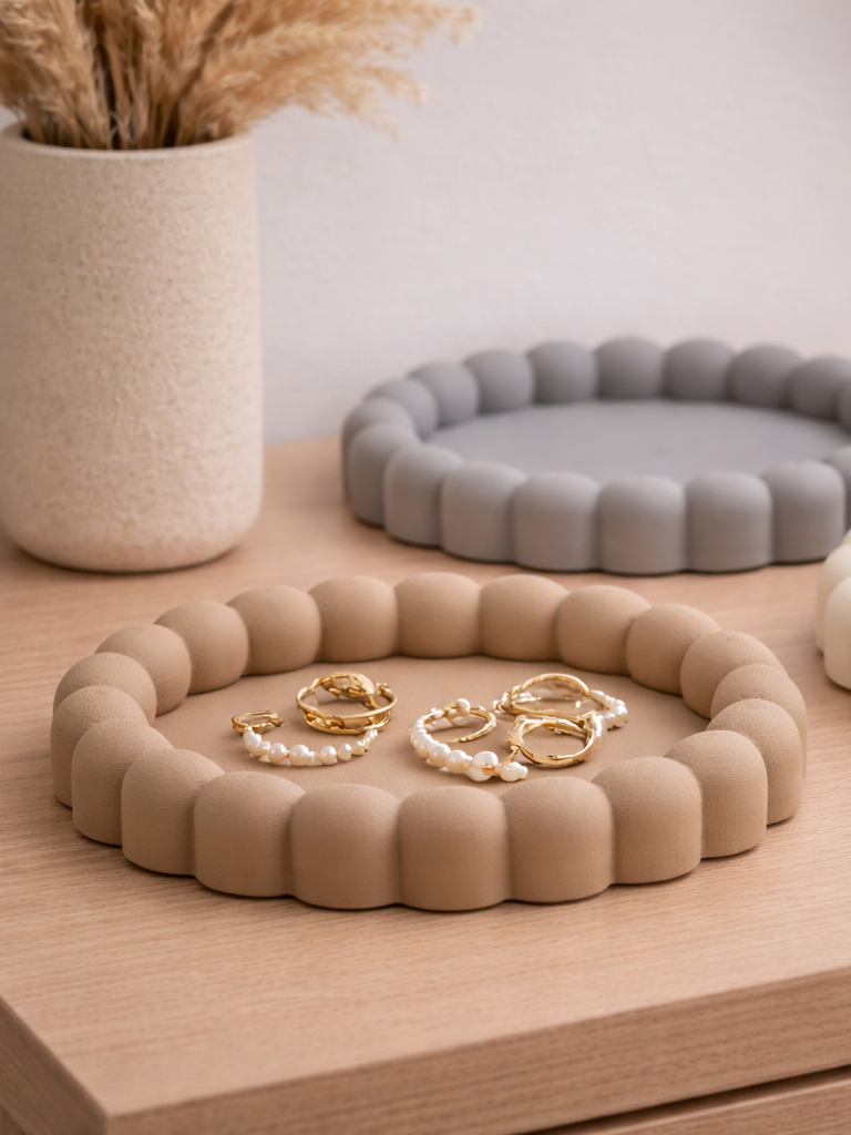 Vanity makeup organizers-Round bubble Trinket dish