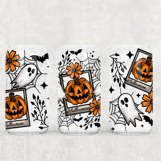 16oz Frosted can glass- Halloween cards