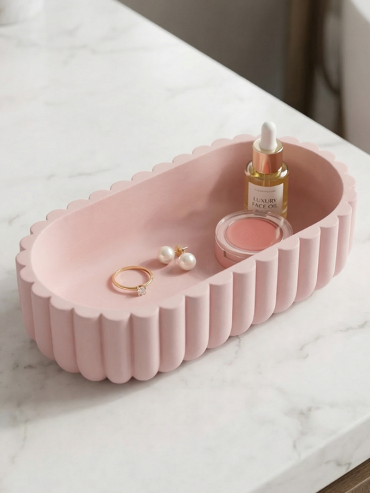 Vanity makeup organizers- Ribbed trinket dish