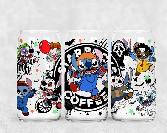 16oz Frosted can glass- Scary Coffee