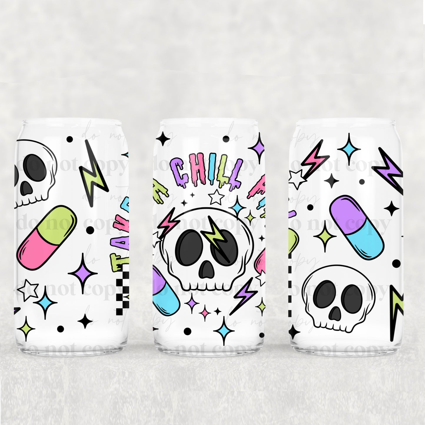 16oz Frosted can glass- Take a chill pill