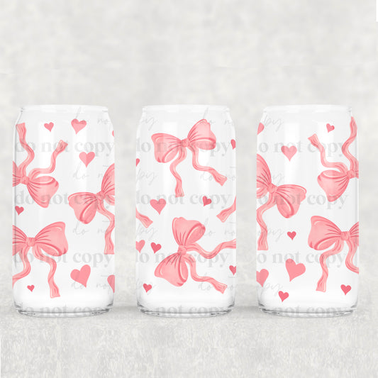 16oz Frosted can glass- Heart coquette