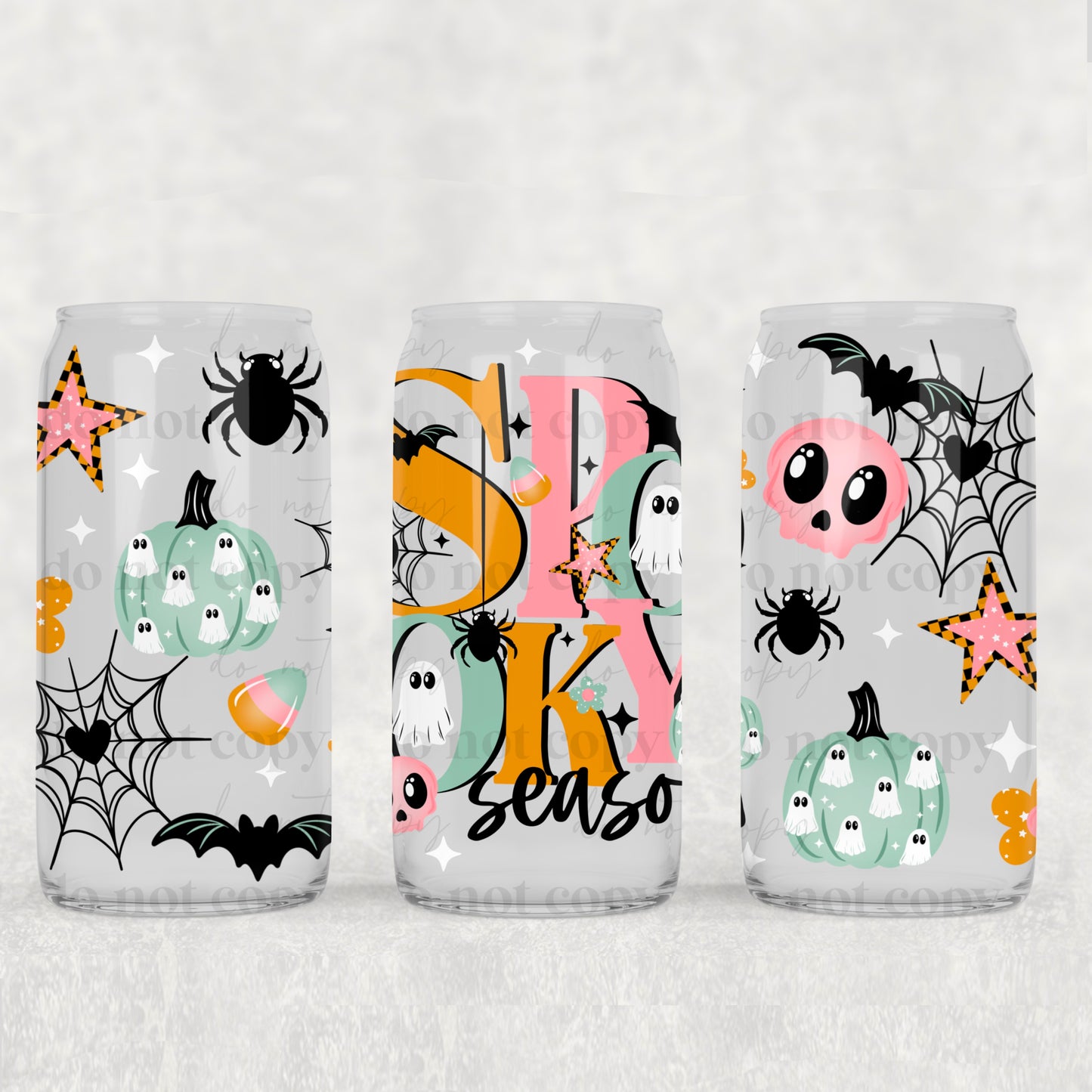 16oz Frosted can glass- Spooky season