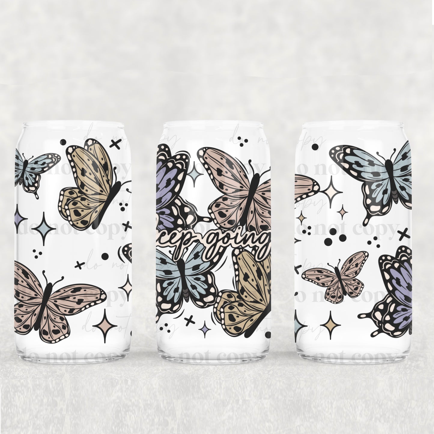 16oz Frosted can glass- Keep going