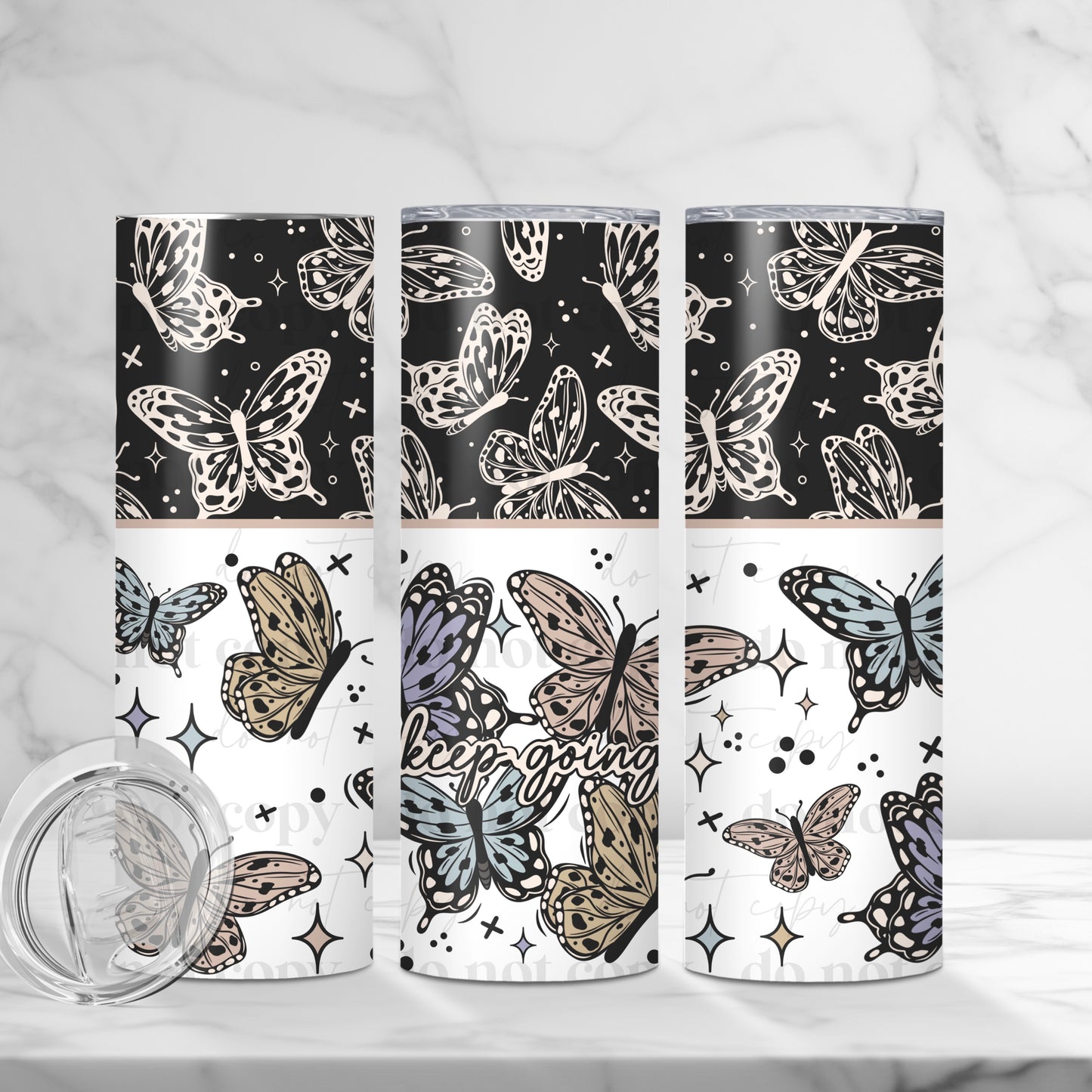 20oz Tumbler- Neutral butterflies