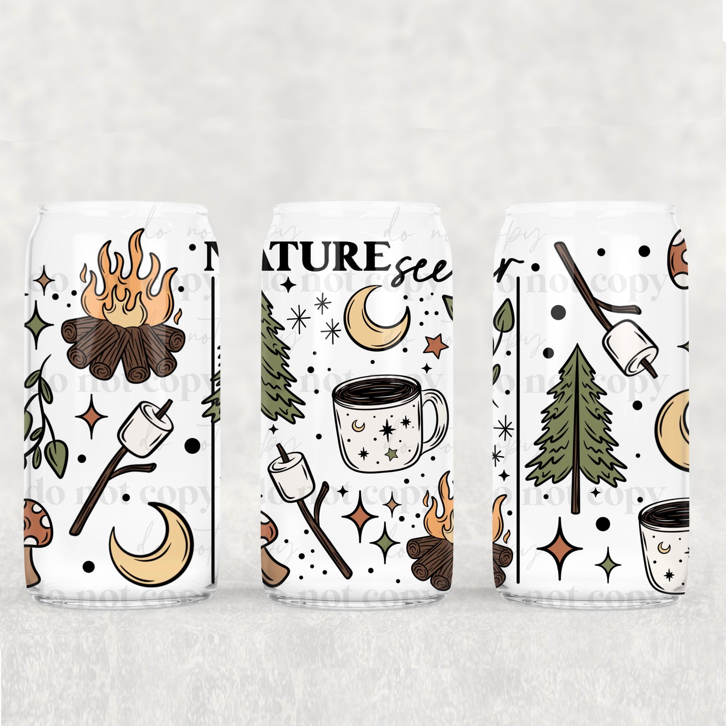 16oz Frosted can glass- Nature seeker