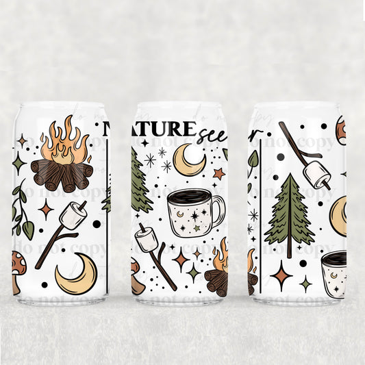 16oz Frosted can glass- Nature seeker