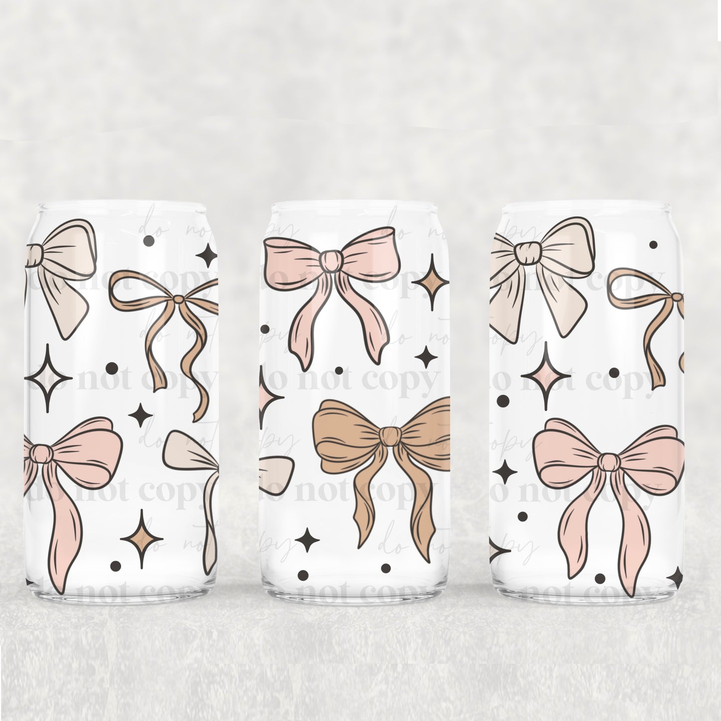 16oz Frosted can glass- Soft bows