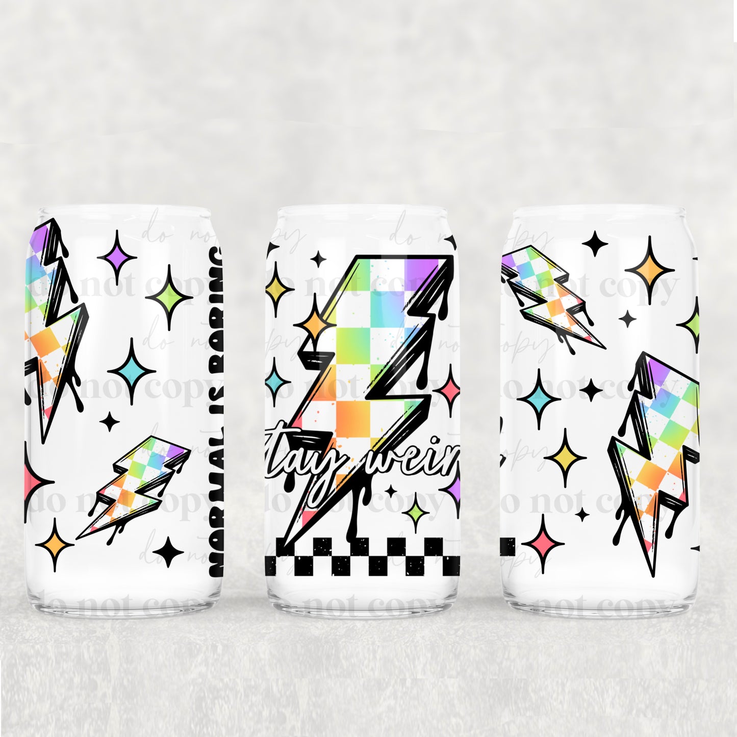 16oz Frosted can glass- Stay weird