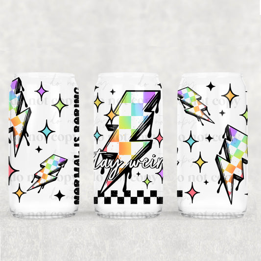 16oz Frosted can glass- Stay weird