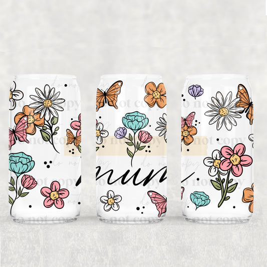 16oz Frosted can glass- Mum