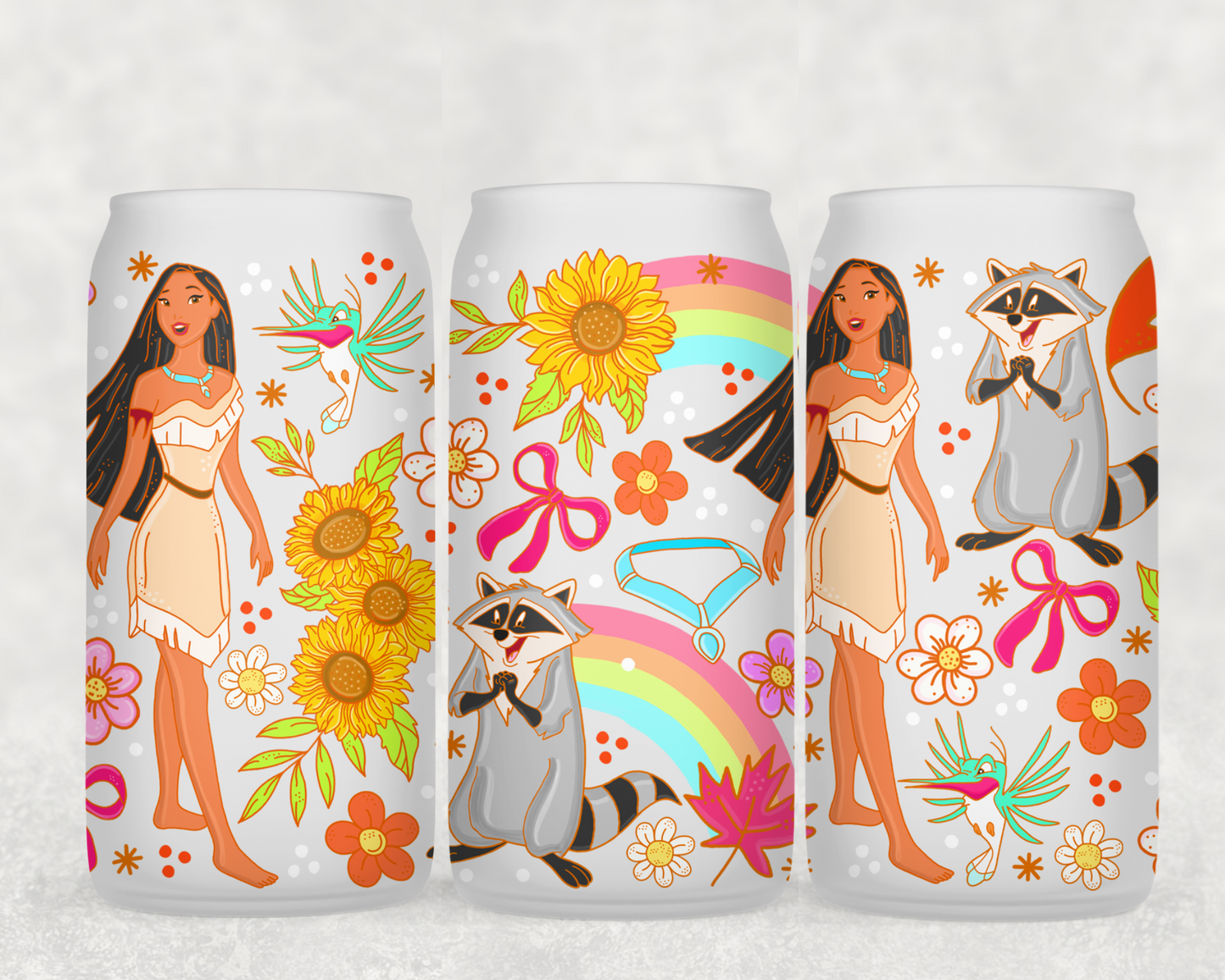 16oz Frosted can glass- Character 35