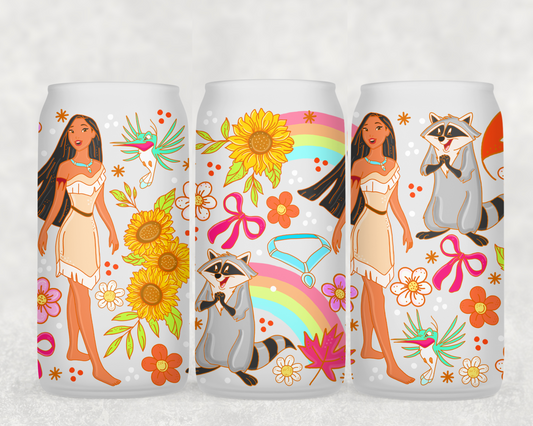 16oz Frosted can glass- Character 35
