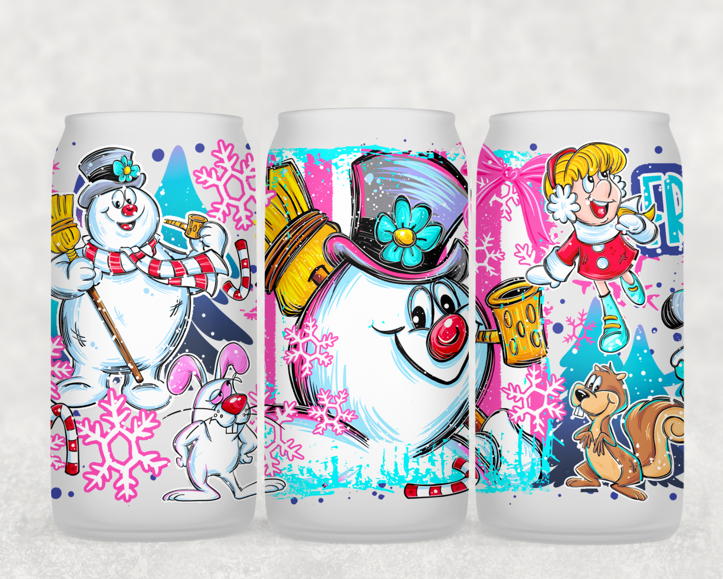 16oz Frosted can glass- Character 37