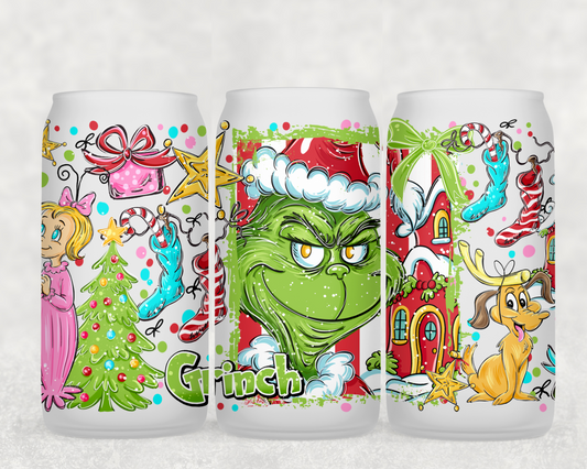 16oz Frosted can glass- Character 38