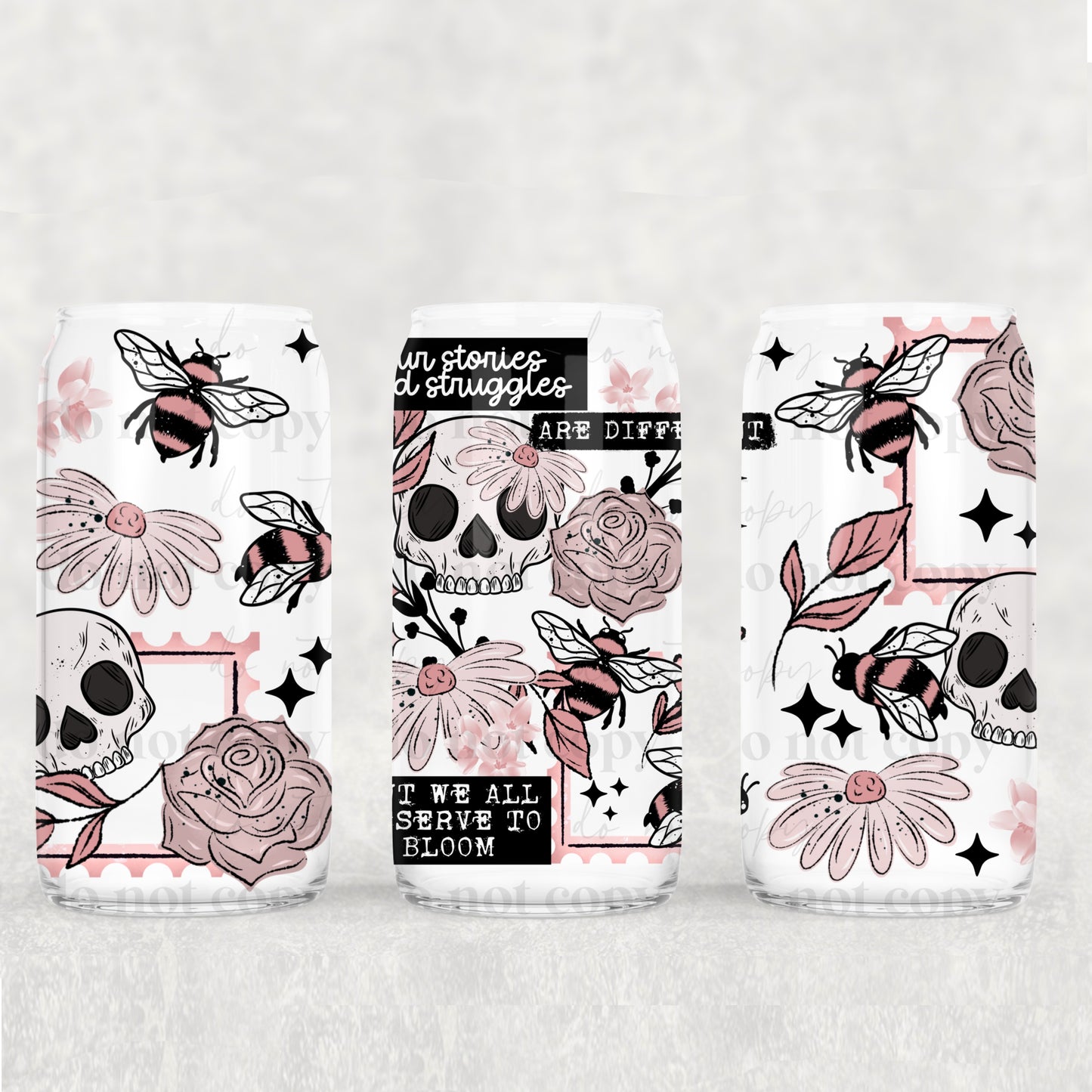 16oz Frosted can glass- Our stories