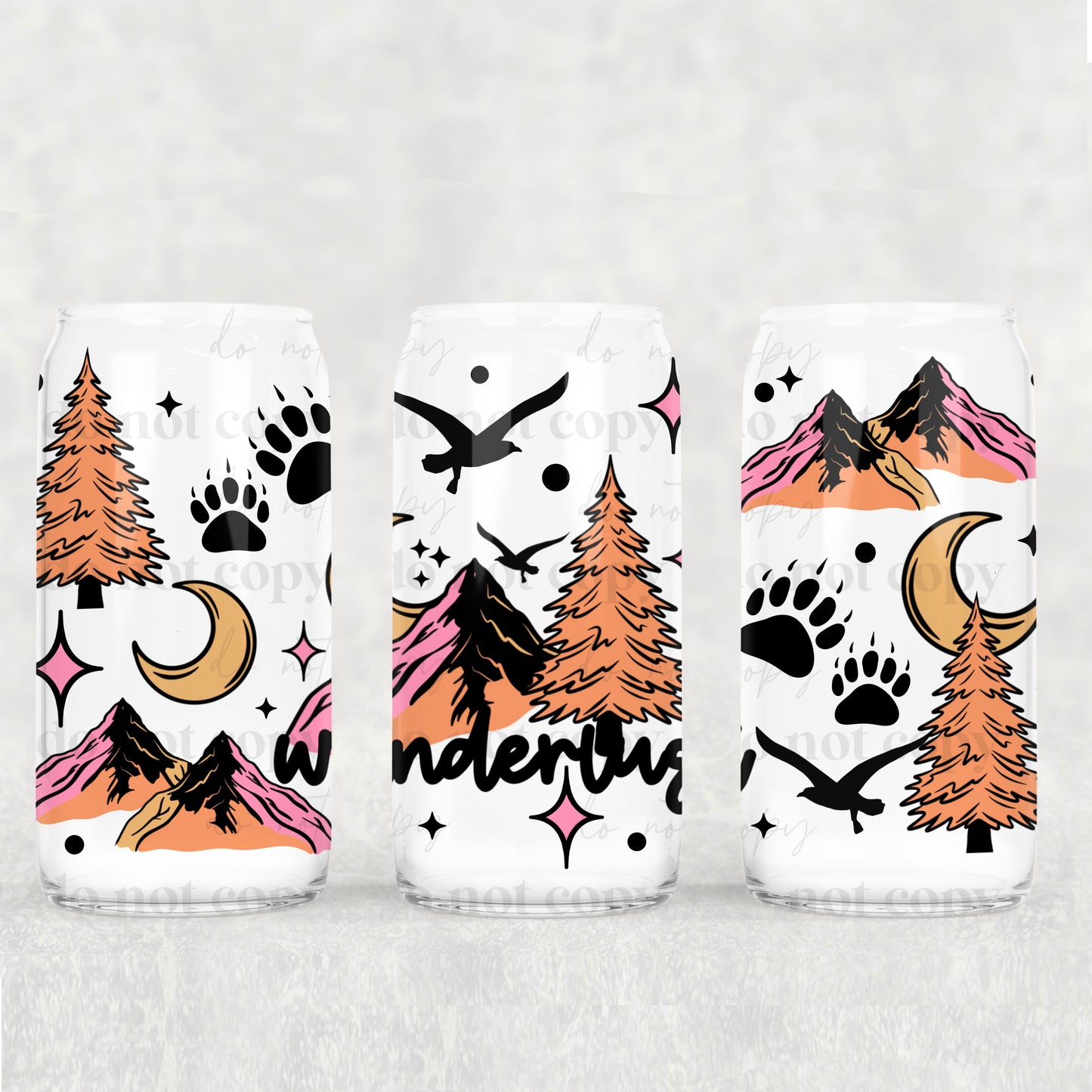 16oz Frosted can glass- Wonderland