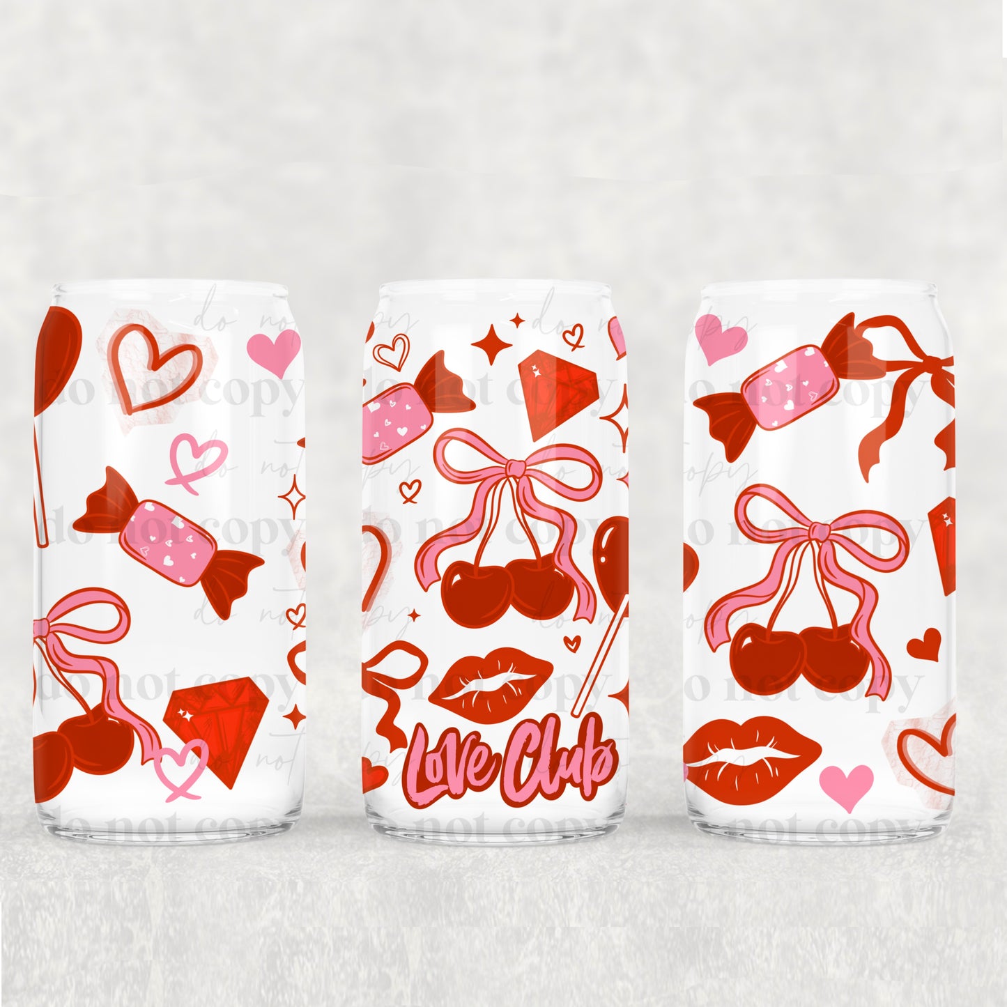 16oz Frosted can glass- Love club