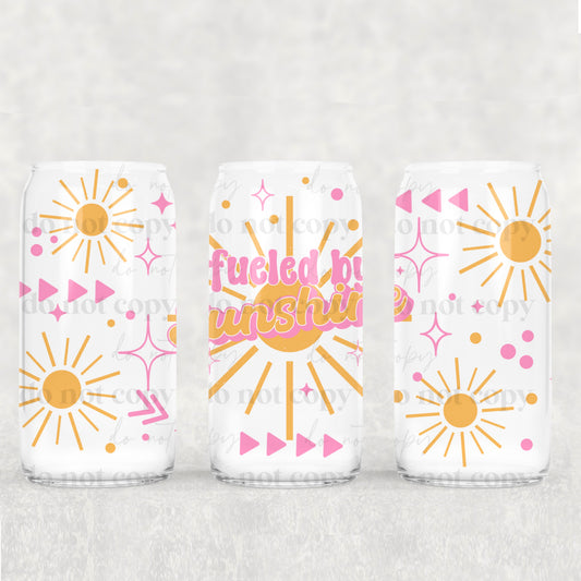 16oz Frosted can glass- Fueled by sunshine