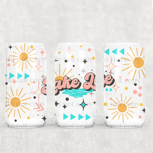 16oz Frosted can glass- Lake life