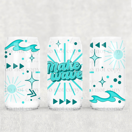 16oz Frosted can glass- Make wave