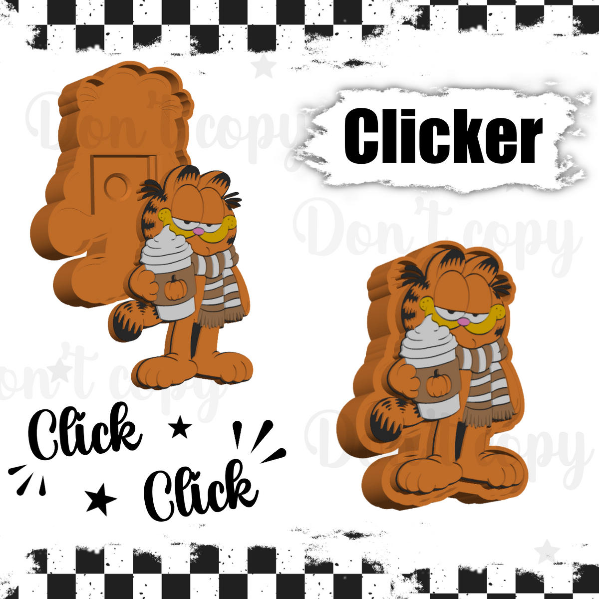 3D Printed fidget clickers- Fall orange cat