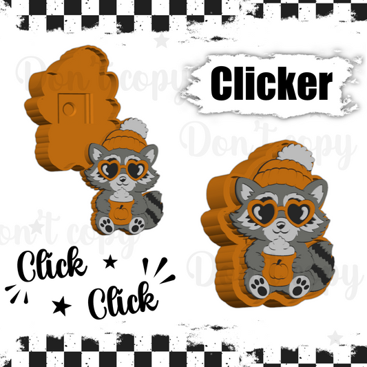 3D Printed fidget clickers- Fall raccoon