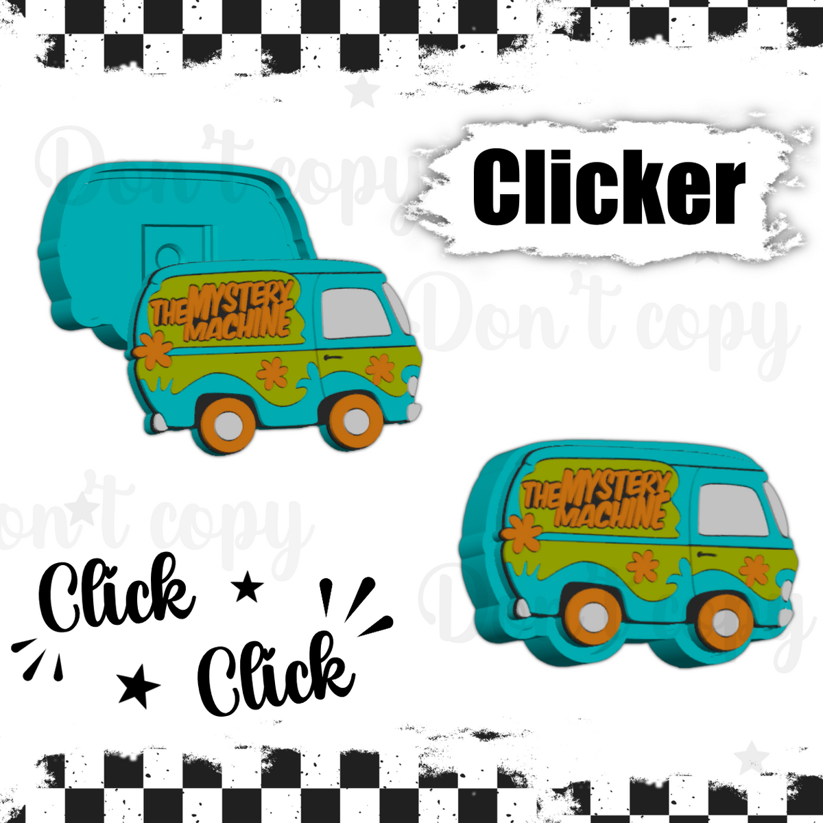 3D Printed fidget clickers- Mystery Dog van