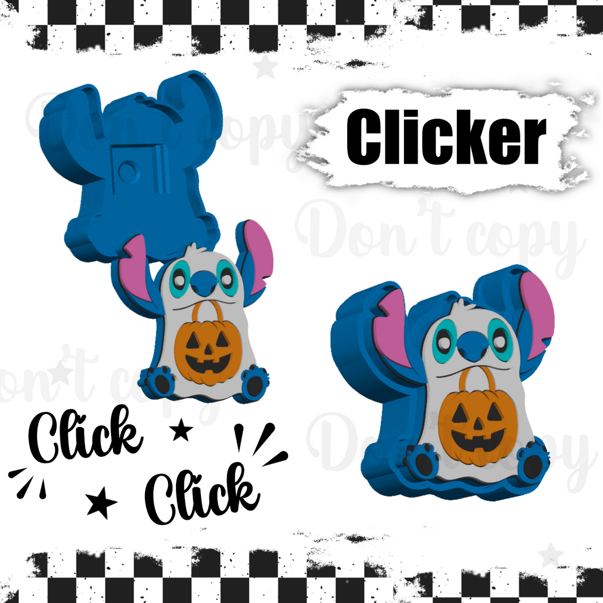 3D Printed fidget clickers- Blue guy ghost
