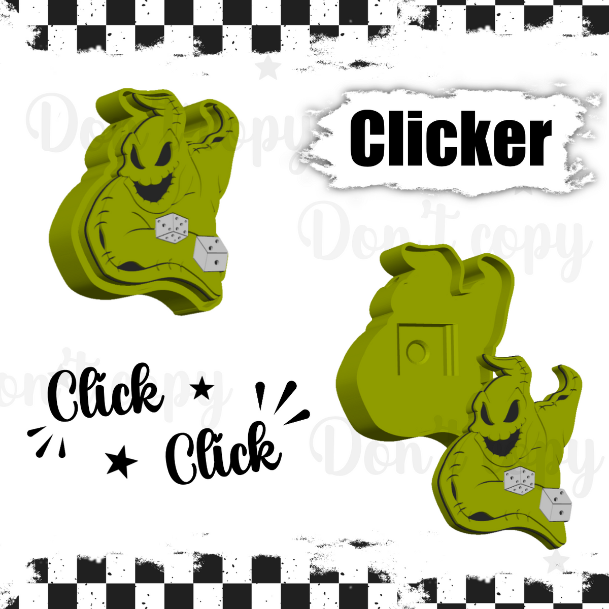 3D Printed fidget clickers- Green man boogie man