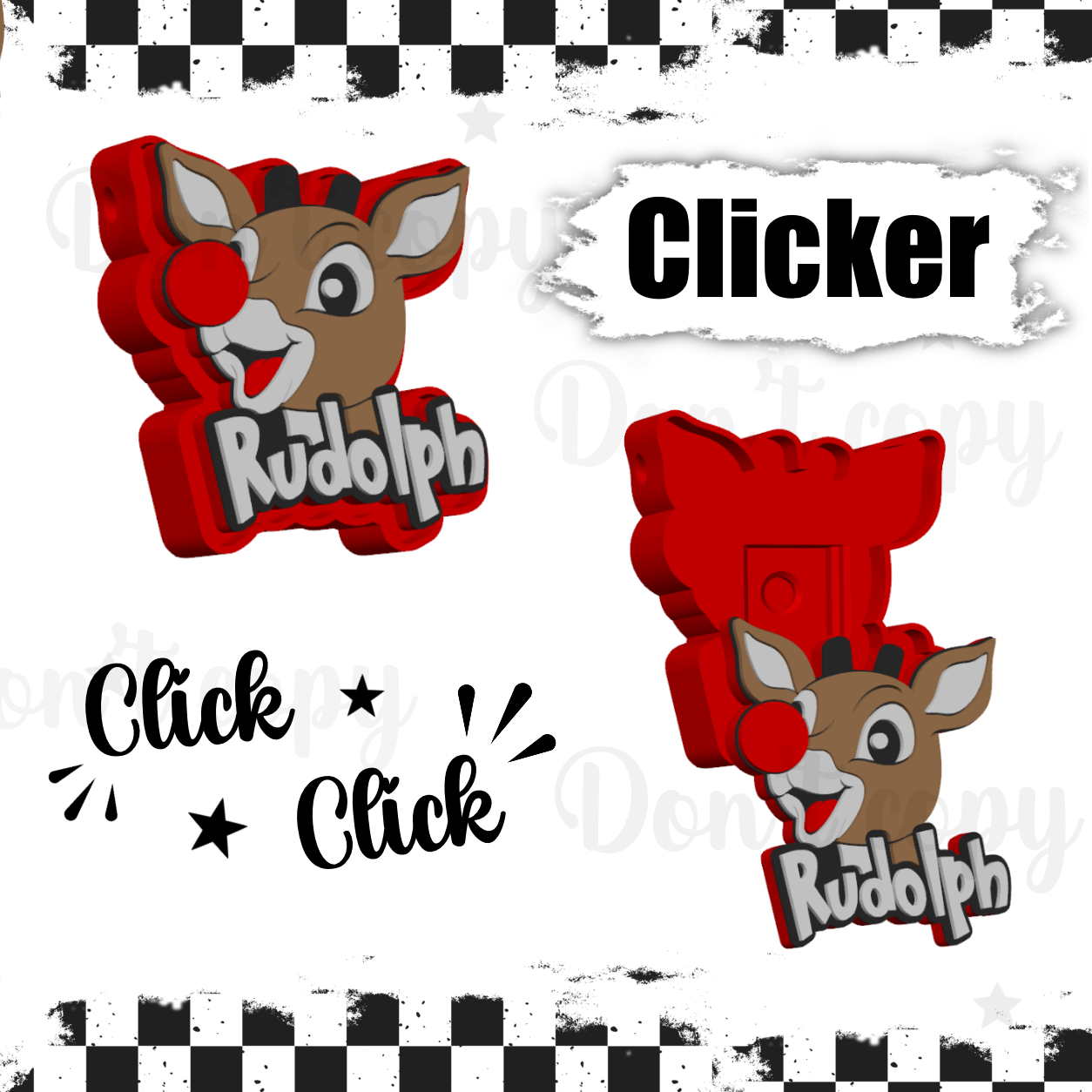 3D Printed fidget clickers- Red nose