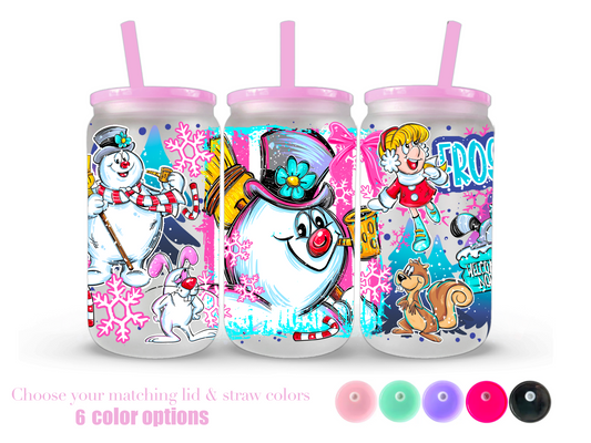 16oz Frosted can glass- Character 37
