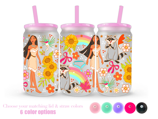 16oz Frosted can glass- Character 35