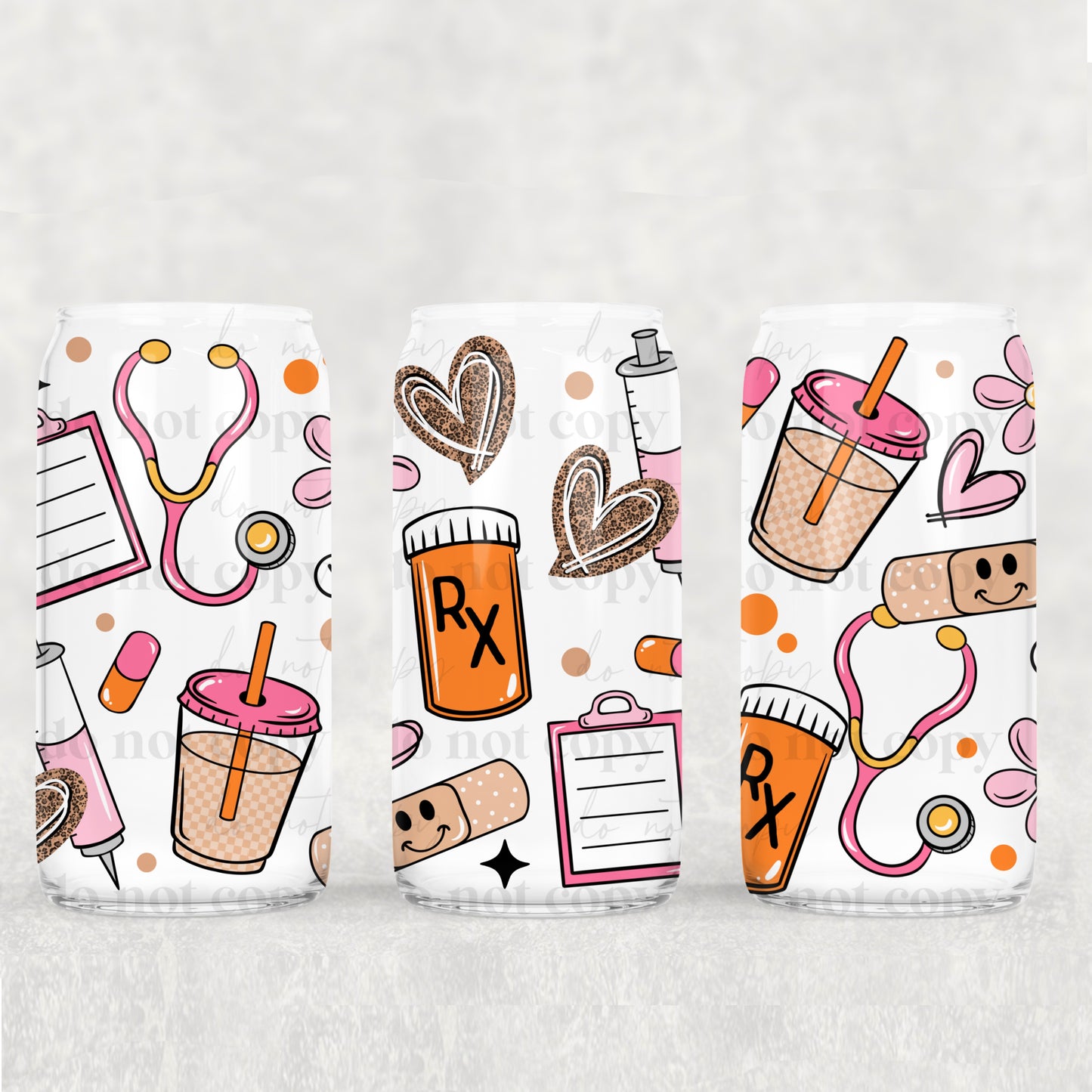 16oz Frosted can glass- Nurse things
