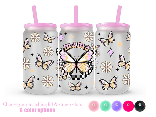 16oz Frosted can glass- Pastel MAMA