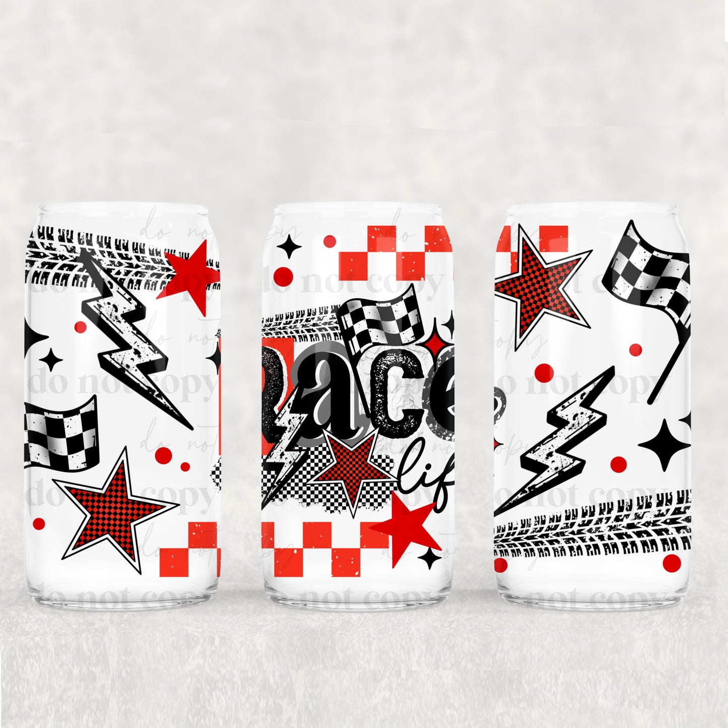 16oz Frosted can glass- Race Life